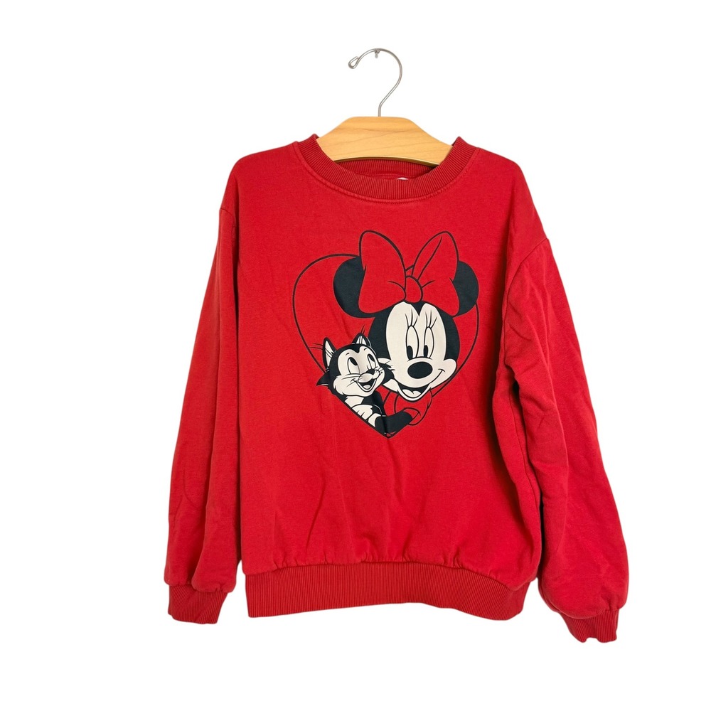 H&M Disney Minnie Mouse Figaro Cat Red Sweatshirt Kids Size 8-10 Pullover